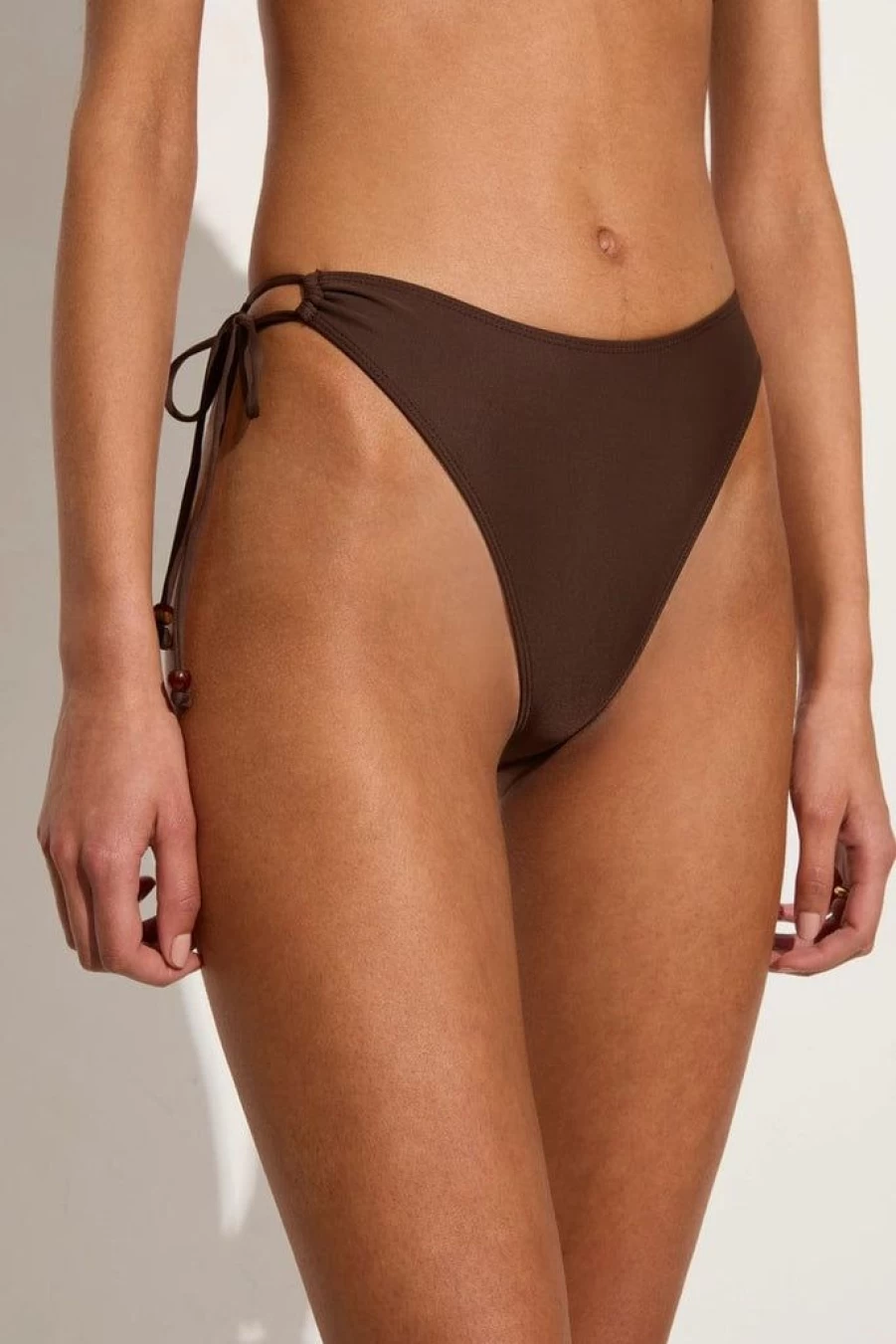 Faithfull The Brand Madre High-Waisted Bikini Bottoms in Coffee Brown