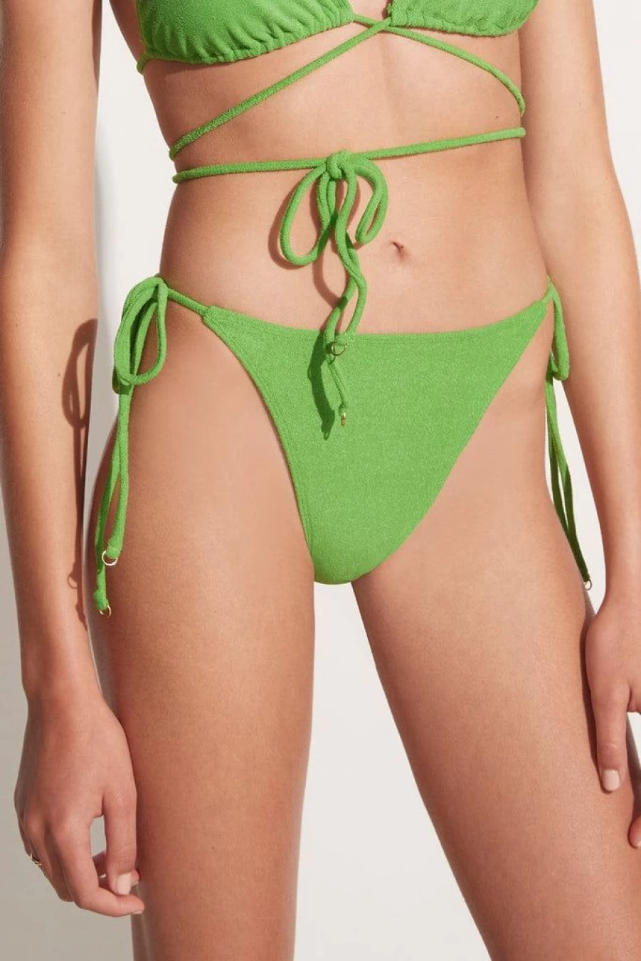 Faithfull The Brand Andrea Kiwifruit Towelling Bikini Bottoms - Final Sale