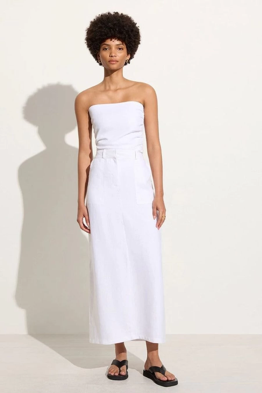 Faithfull The Brand Amreli Maxi Skirt in White - Women's Boho Chic Flowy Skirt