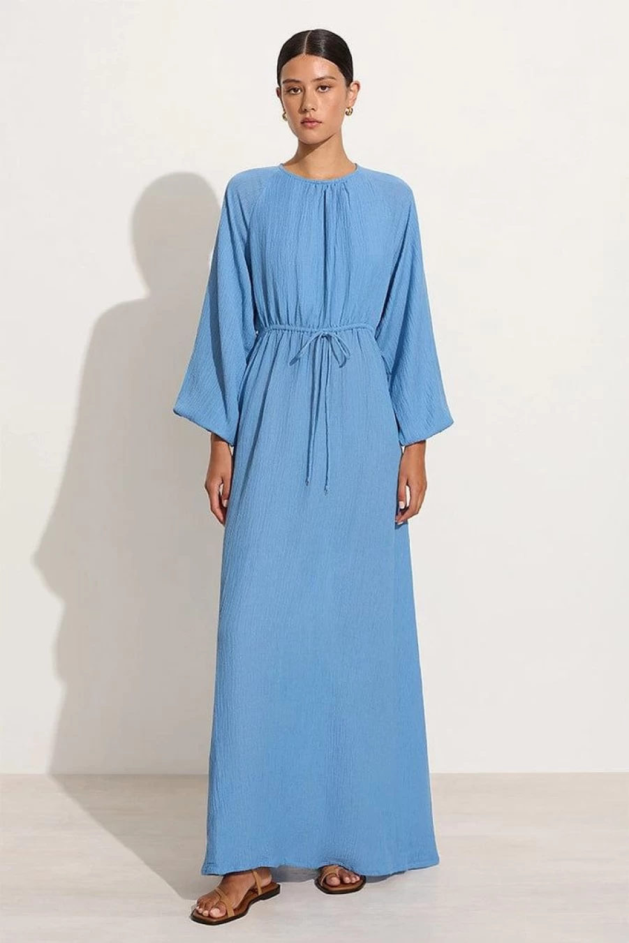 Faithfull The Brand Rosalie Maxi Dress in Chambray Blue - Women's Boho Summer Dress Final Sale