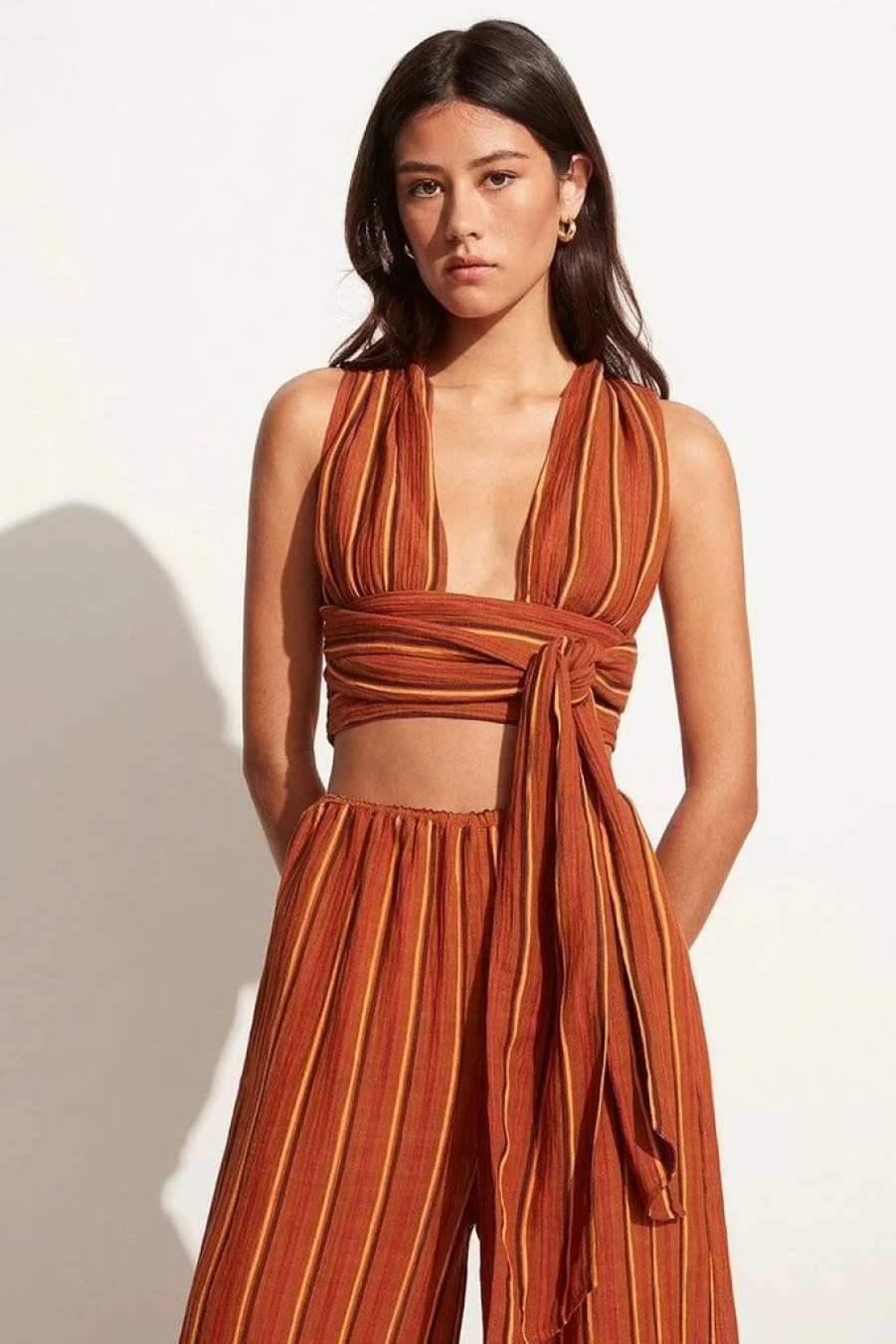 Faithfull The Brand Los Robos Top Aria Stripe Print Women's Blouse - Final Sale