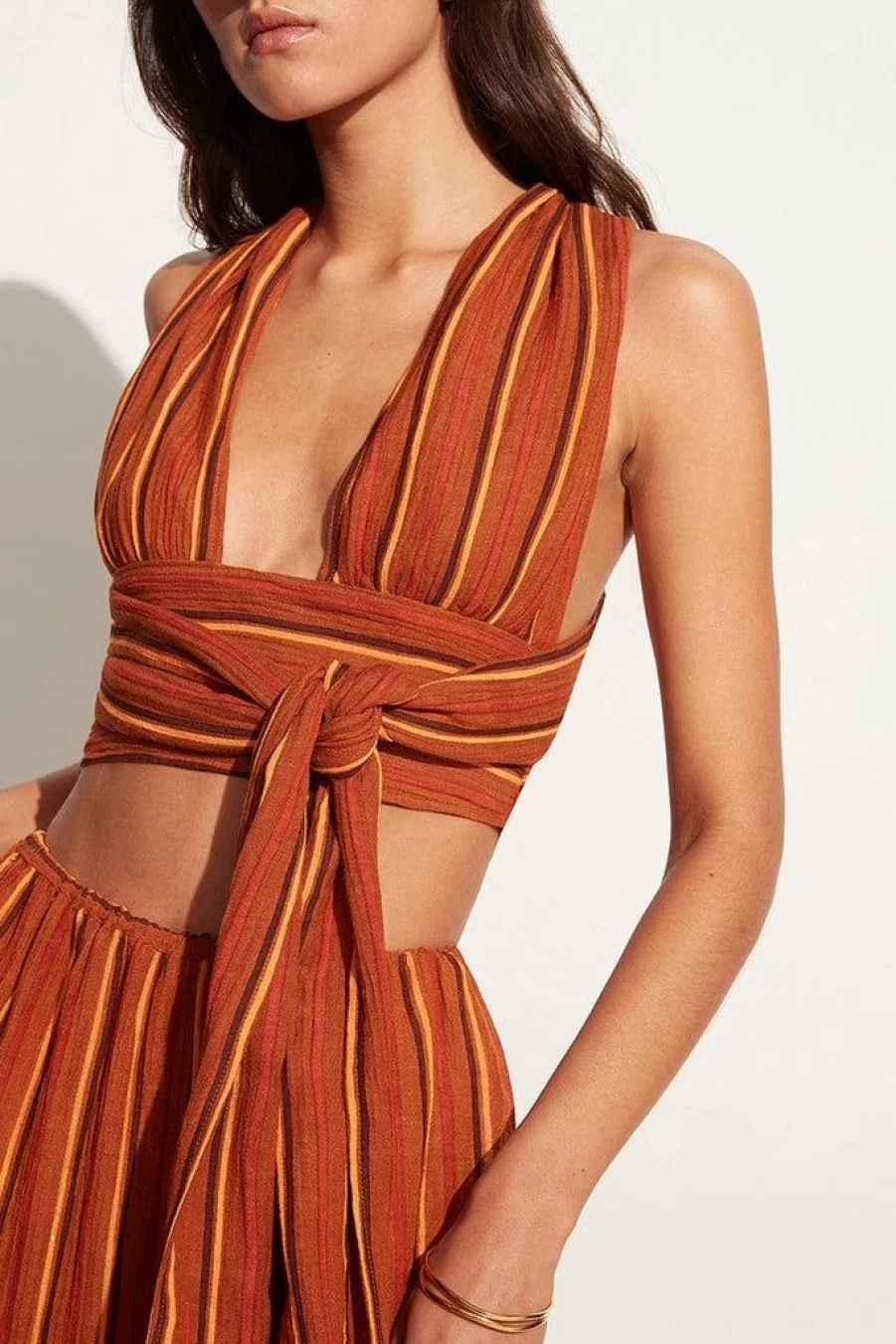 Faithfull The Brand Los Robos Top Aria Stripe Print Women's Blouse - Final Sale