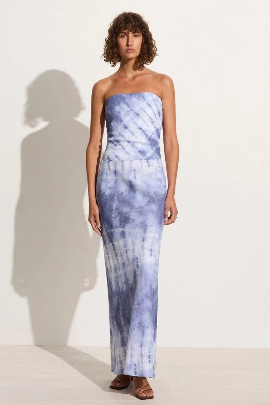 Faithfull The Brand Davina Bias Cut Skirt in Ceira Slate - Women's Flowy A-Line Midi Skirt