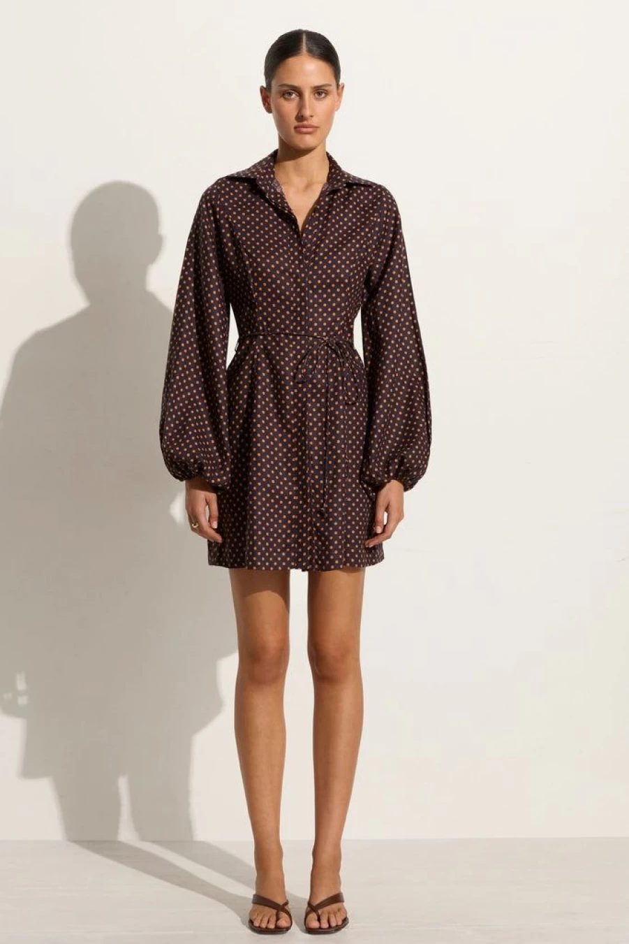 Faithfull The Brand Rae Mini Dress in Ludovica Polka Dot Print