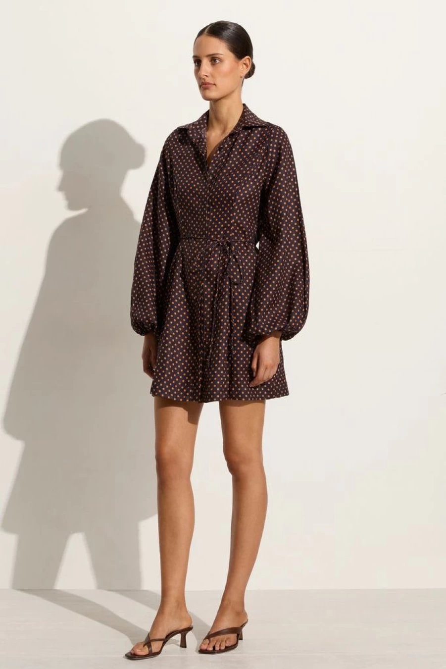 Faithfull The Brand Rae Mini Dress in Ludovica Polka Dot Print