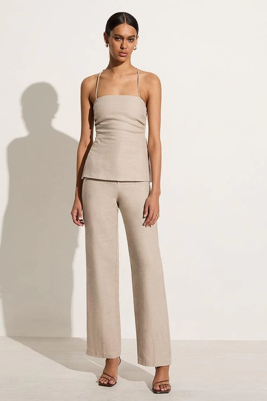 Faithfull The Brand Vincente Natural High-Waisted Linen Pant for Women