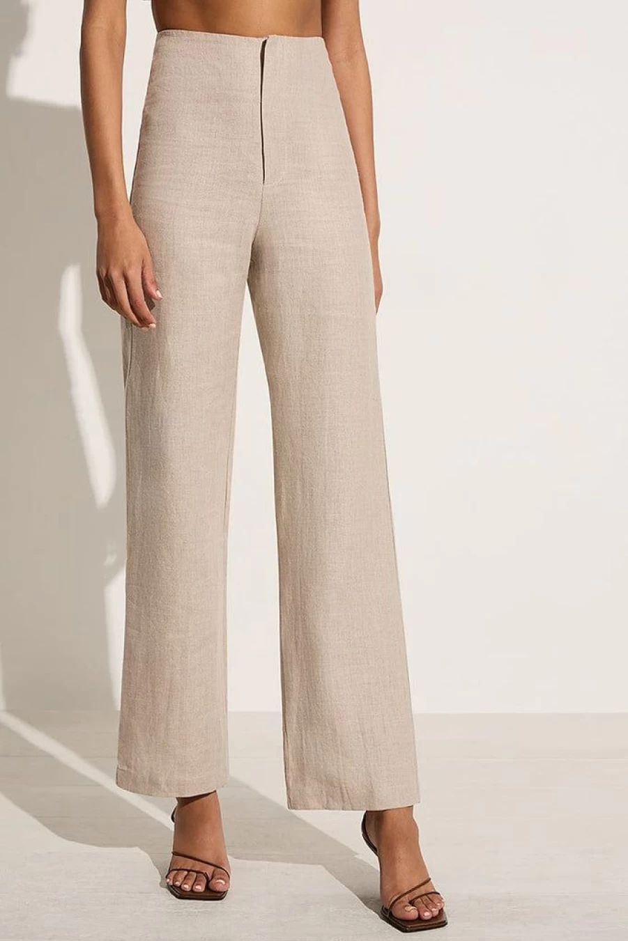 Faithfull The Brand Vincente Natural High-Waisted Linen Pant for Women