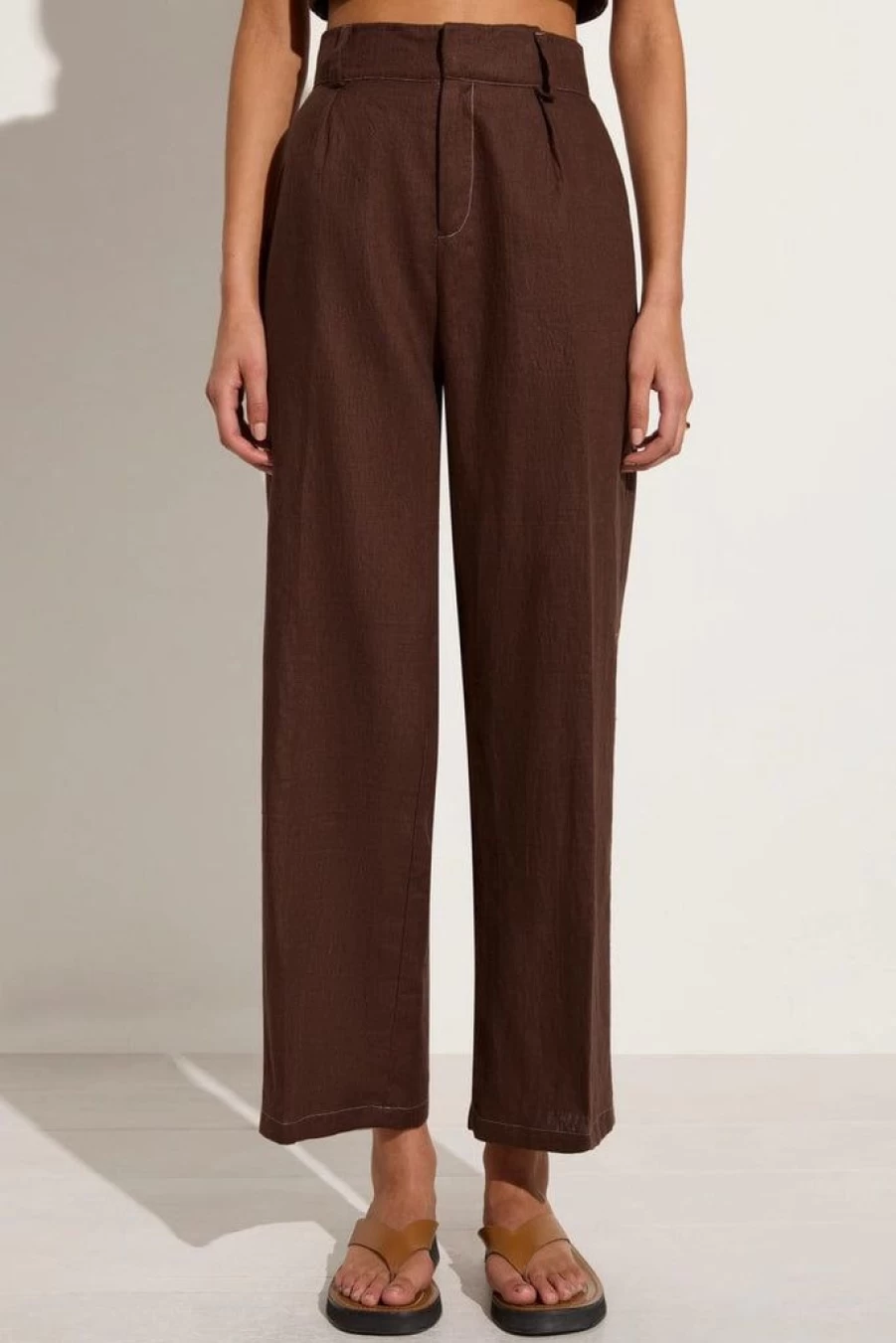 Faithfull The Brand Ida Pant in Cacao - Women's Boho Chic High Waisted Trousers