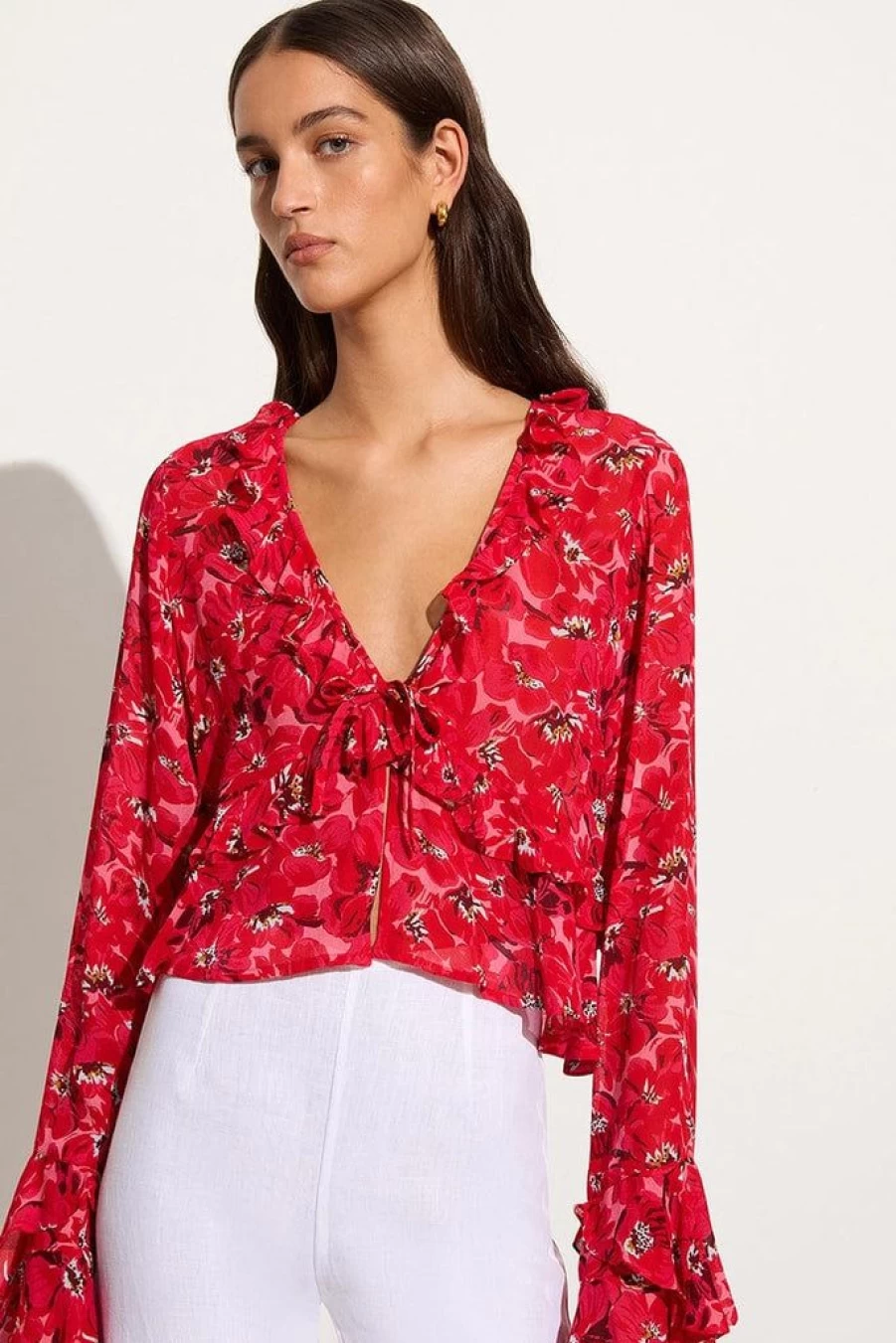Faithfull The Brand Montenegro Top - El Limon Floral Pink Women's Blouse