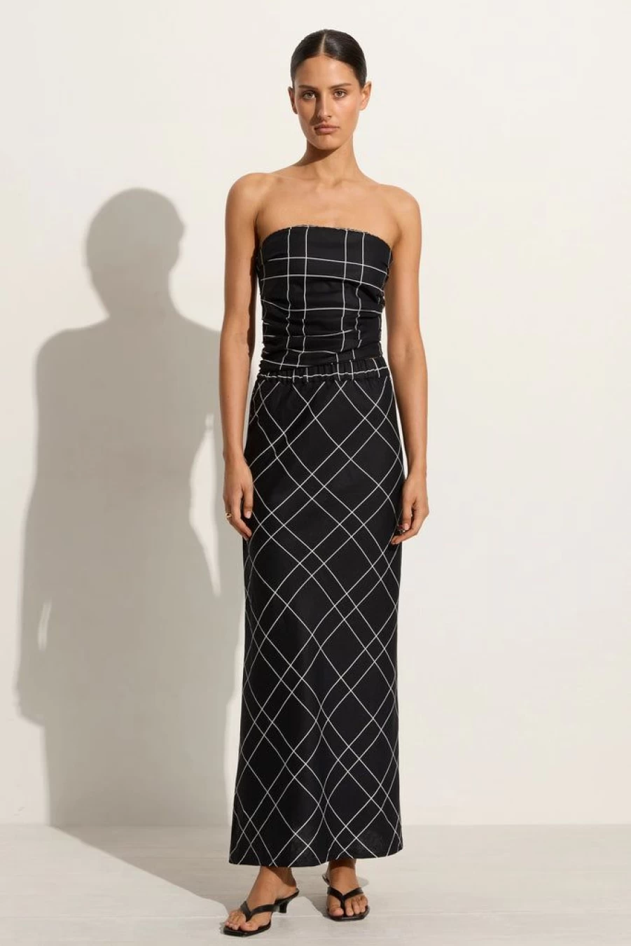 Faithfull The Brand Letizia Checkered Black Skirt