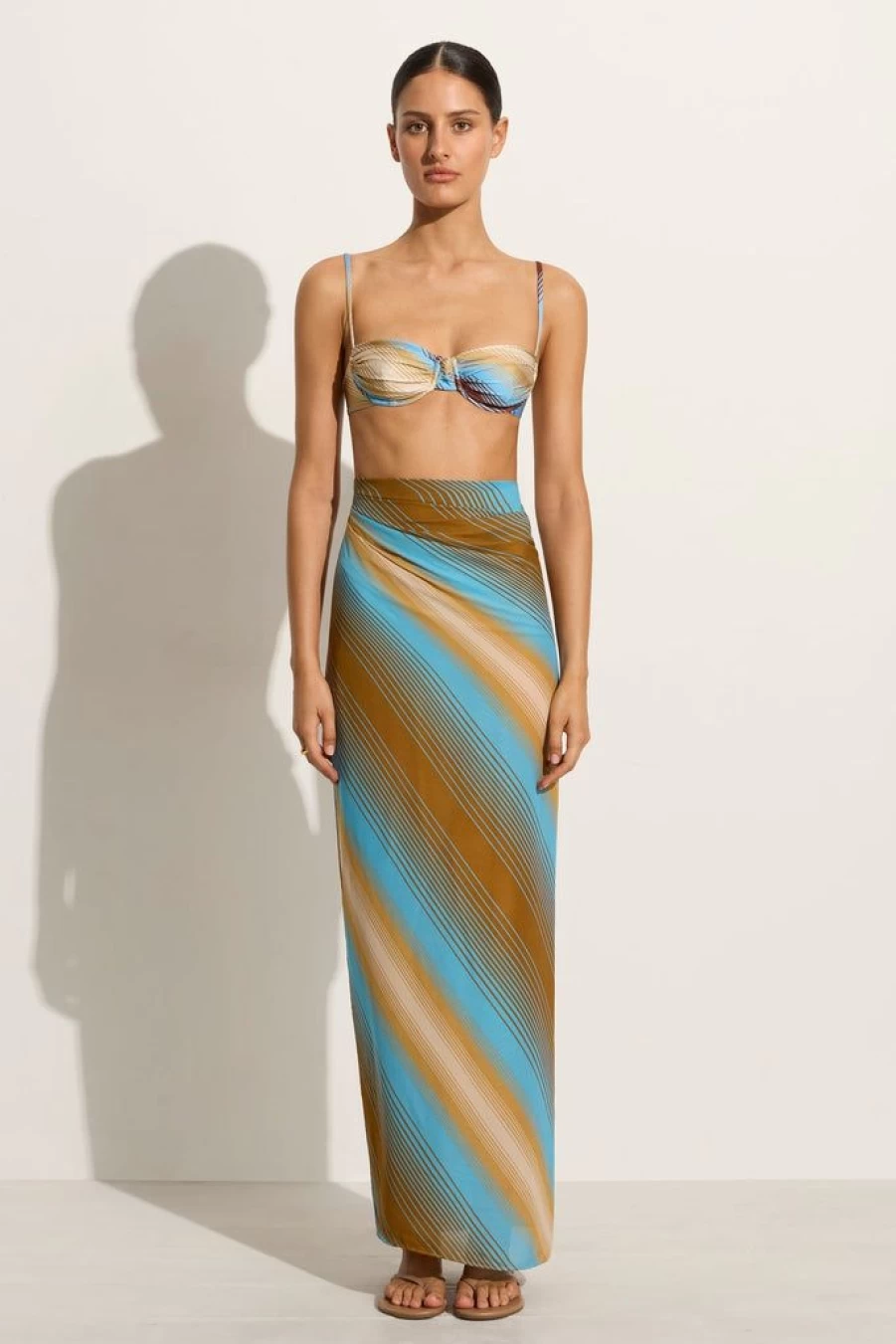 Faithfull The Brand Vicenza Striped Beach Pareo - Cervia Blue & White Summer Wrap Skirt