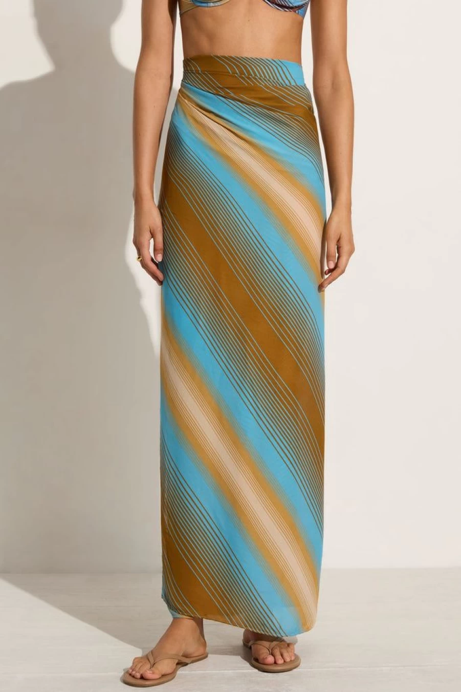 Faithfull The Brand Vicenza Striped Beach Pareo - Cervia Blue & White Summer Wrap Skirt