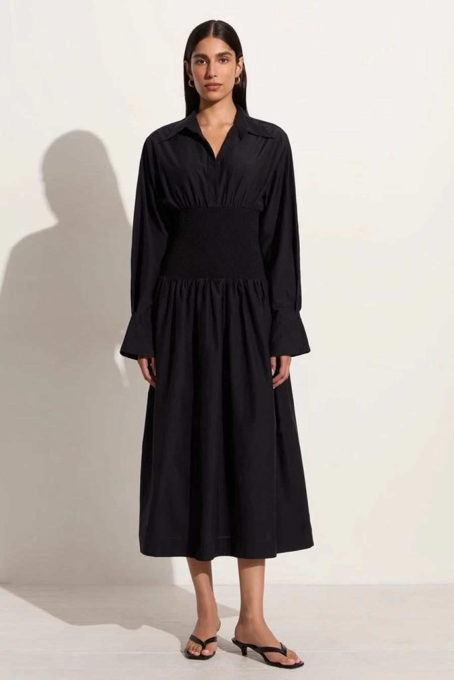 Faithfull The Brand Cervo Black Midi Dress - Women's Elegant Knee-Length Dress