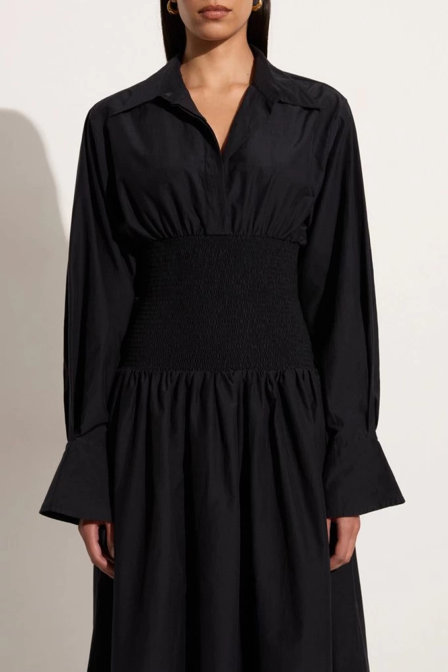 Faithfull The Brand Cervo Black Midi Dress - Women's Elegant Knee-Length Dress