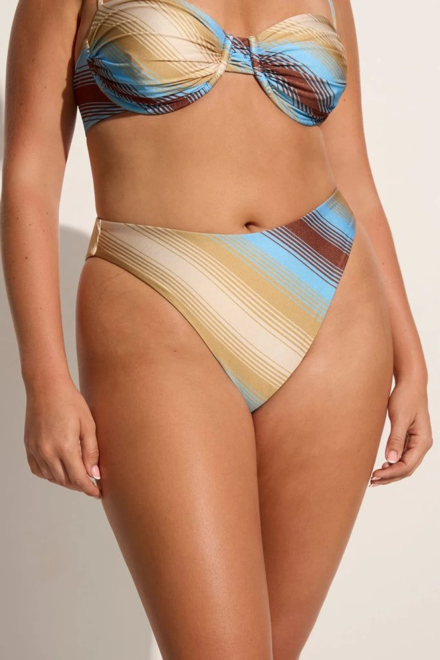 Faithfull The Brand Cervia Stripe High-Waisted Bikini Bottoms - Civita Swimwear for Women