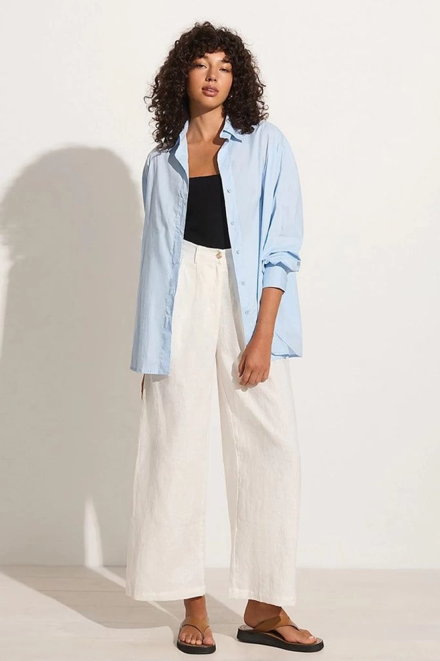 Faithfull The Brand Daija Shirt in Cornflower Blue - Limited Final Sale
