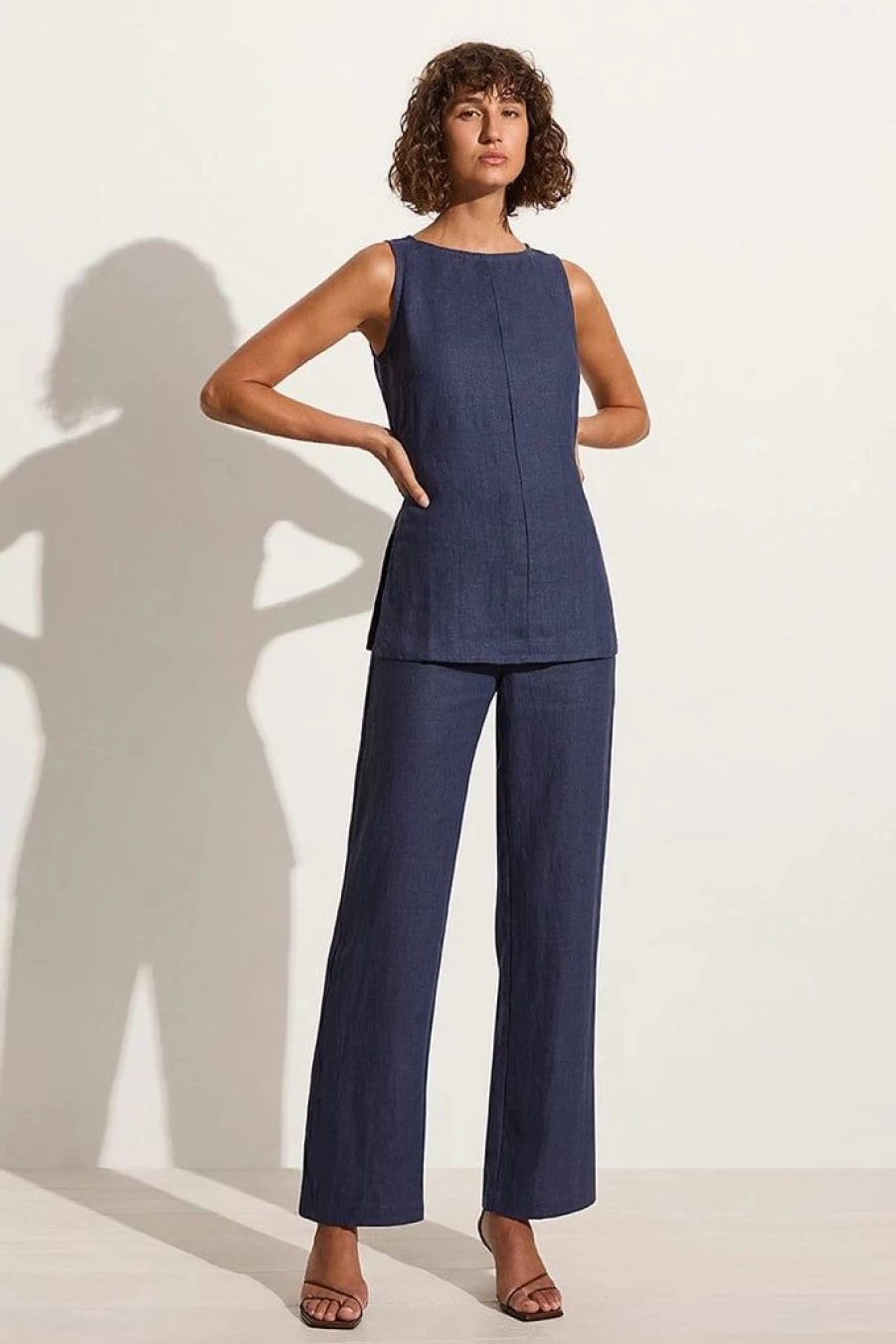 Faithfull The Brand Antipas Slate Blue Tunic Top for Women - Boho Chic Blouse