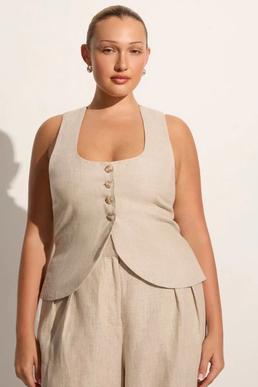 Faithfull The Brand Stanze Vest in Natural - Women's Boho Linen Waistcoat