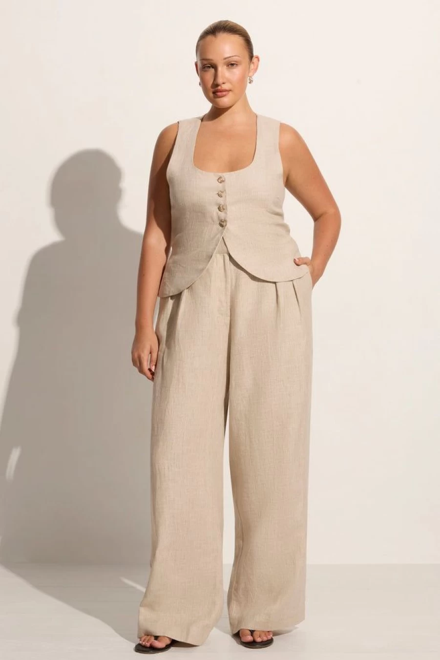 Faithfull The Brand Stanze Vest in Natural - Women's Boho Linen Waistcoat