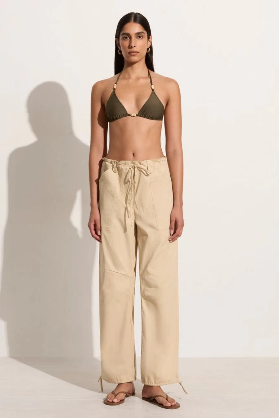 Faithfull The Brand Cristo Pant Bleached Sand High-Waisted Linen Blend Wide-Leg Trousers