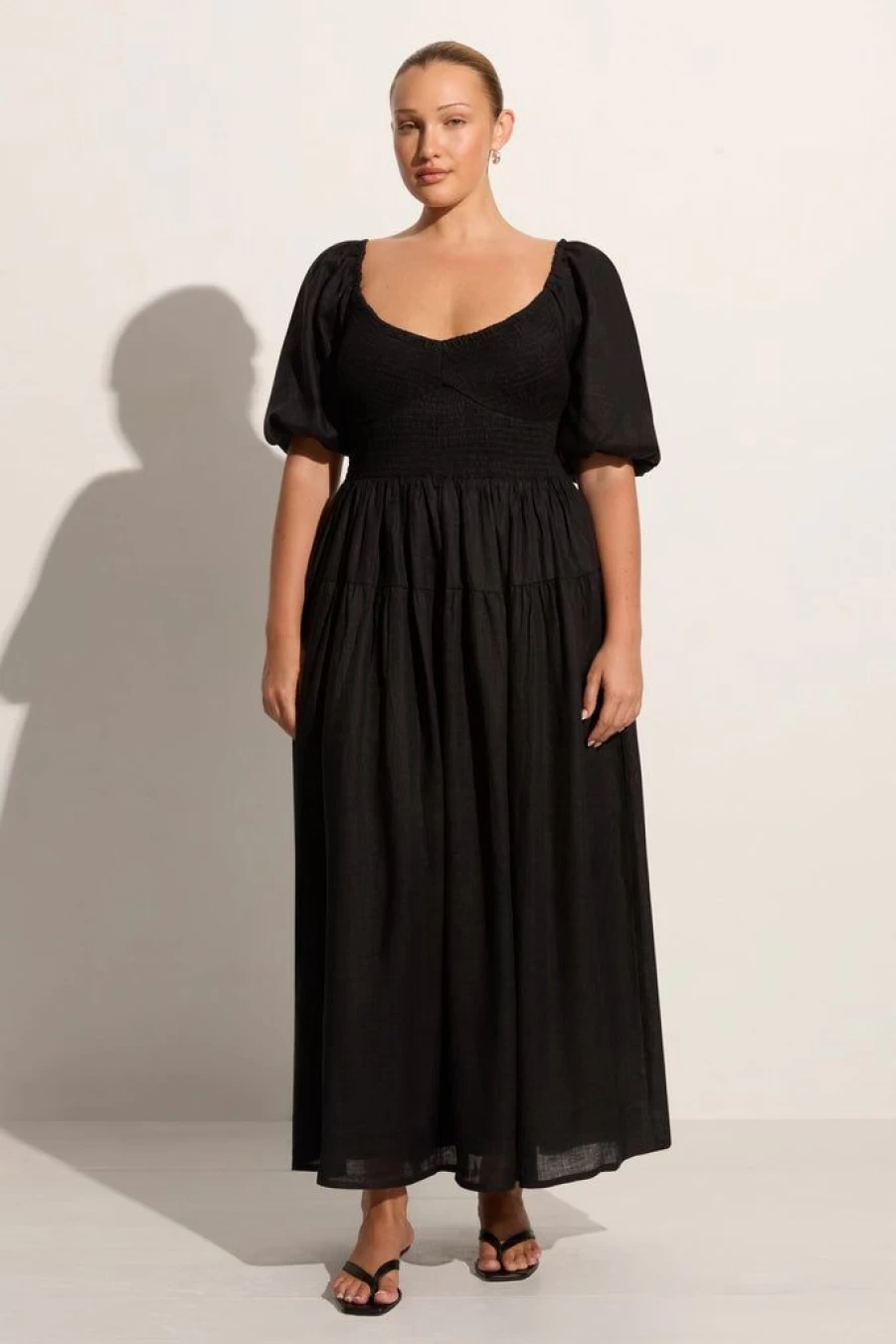 Faithfull The Brand Rosarico Black Midi Dress - Women's Elegant Floral Print Summer Dress