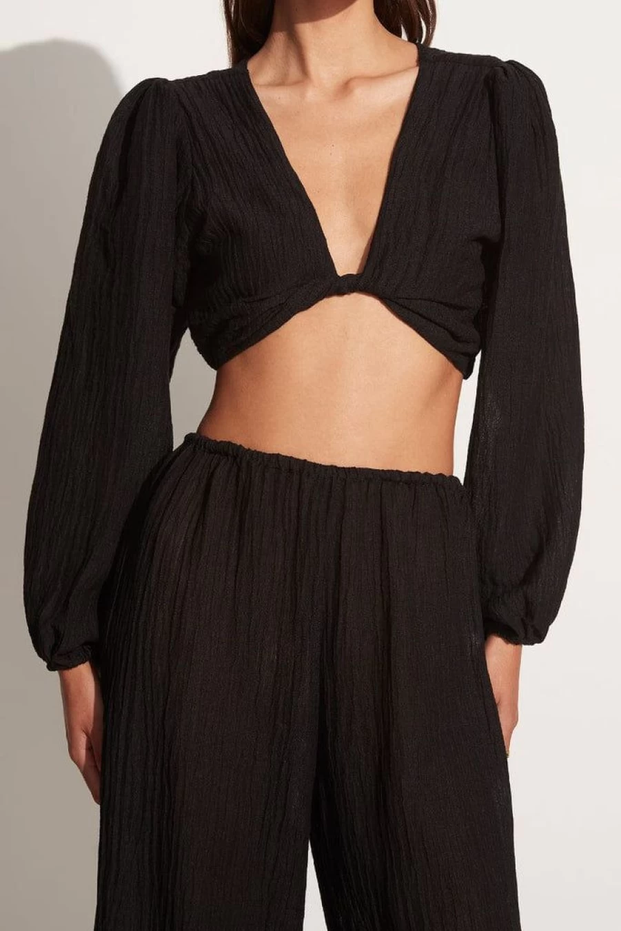 Faithfull The Brand Palmera Black Top - Women's Boutique Blouse Final Sale