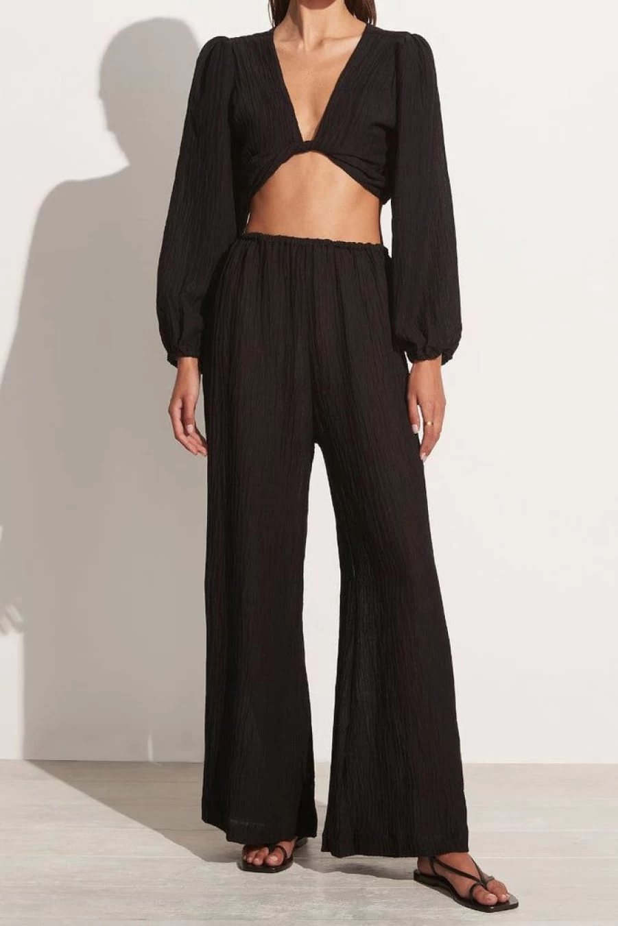 Faithfull The Brand Palmera Black Top - Women's Boutique Blouse Final Sale