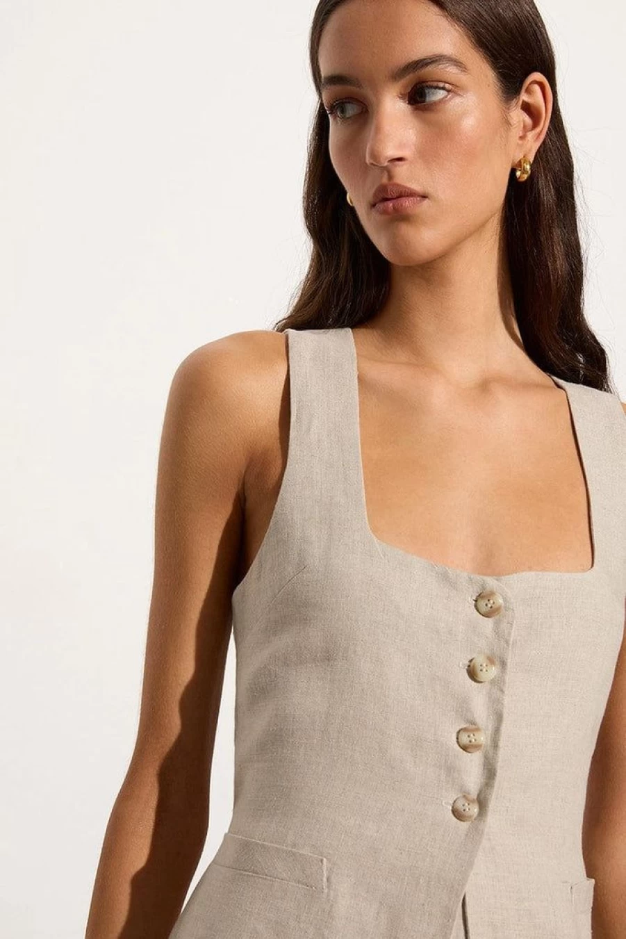 Faithfull The Brand Maya Vest Natural - Women's Boho Linen Summer Top