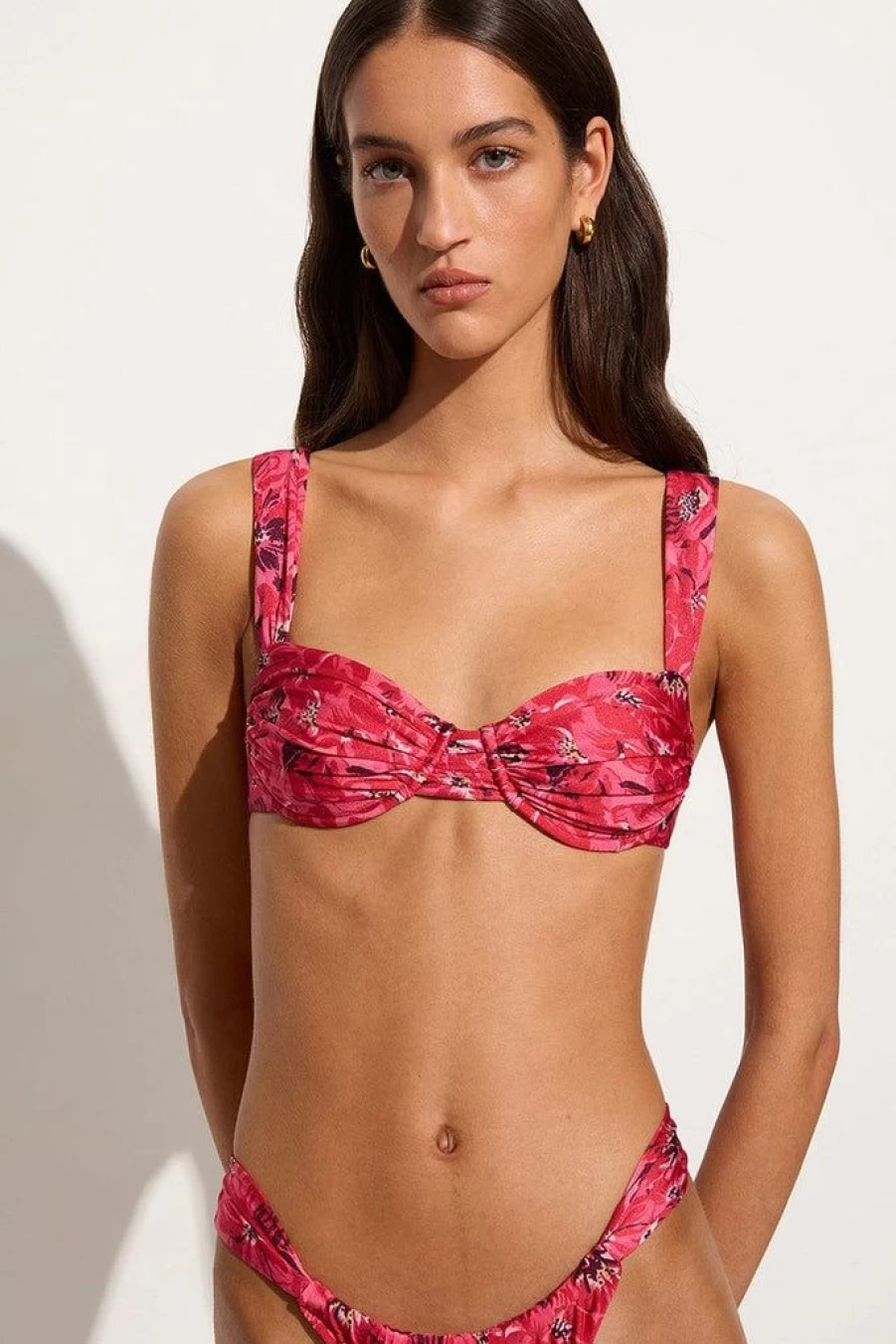 Faithfull The Brand Sol Floral Pink Bikini Top - El Limon Women's Swimwear