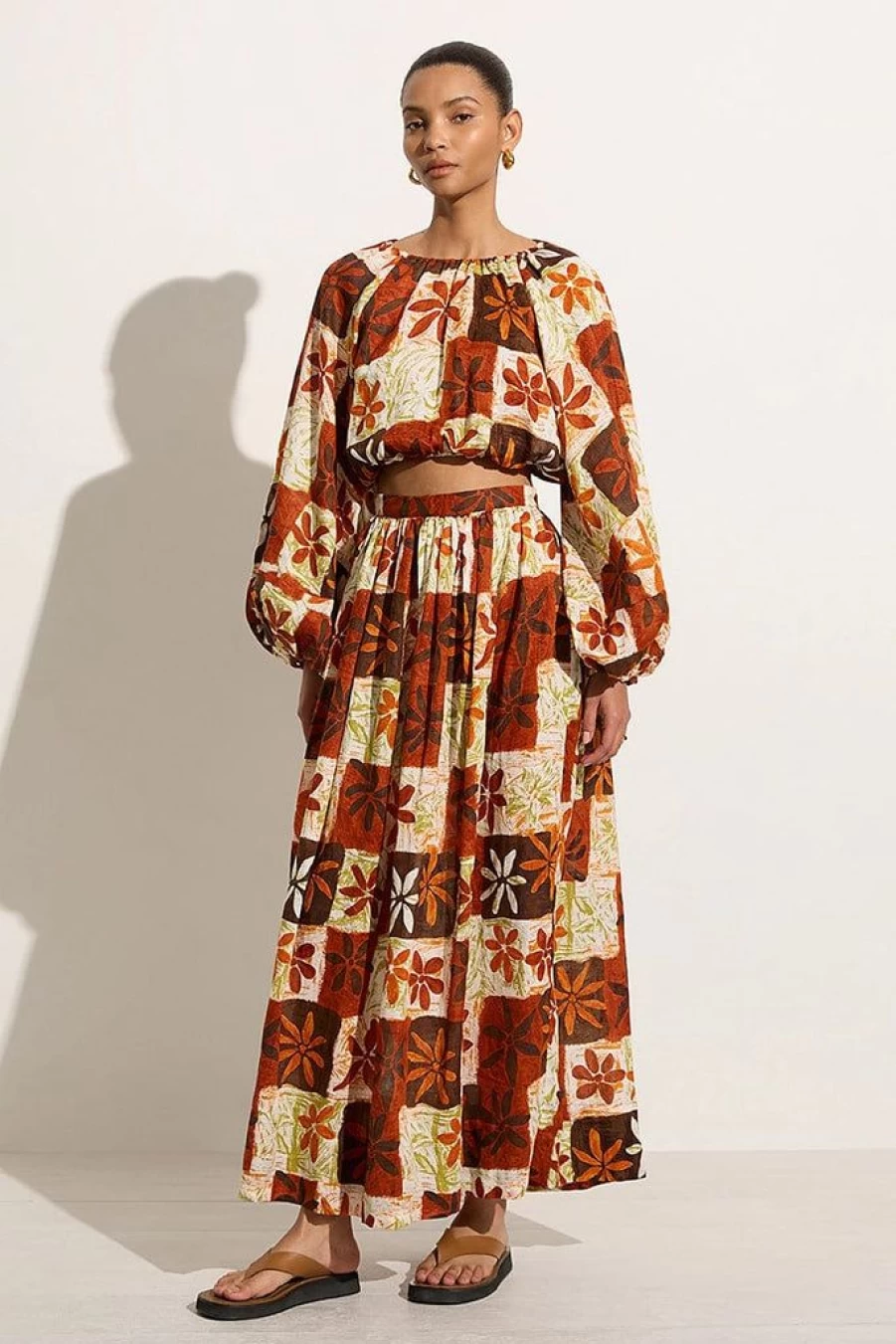 Faithfull The Brand Tobago Floral Print Oliveira Skirt - Women's Boho Summer Midi Skirt