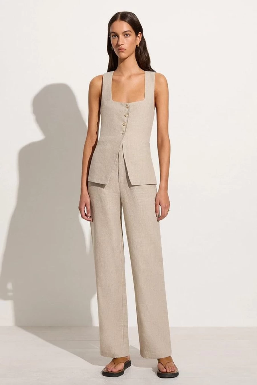 Faithfull The Brand Isotta Pant Natural - Women's High-Waisted Linen Blend Trousers