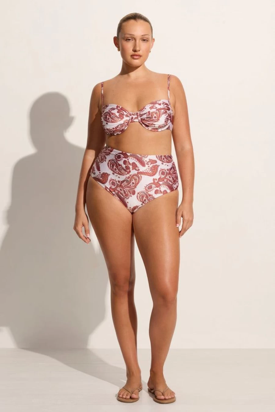 Faithfull The Brand Alessia High Waisted Bikini Bottoms - Floral Paisley Print Swimwear