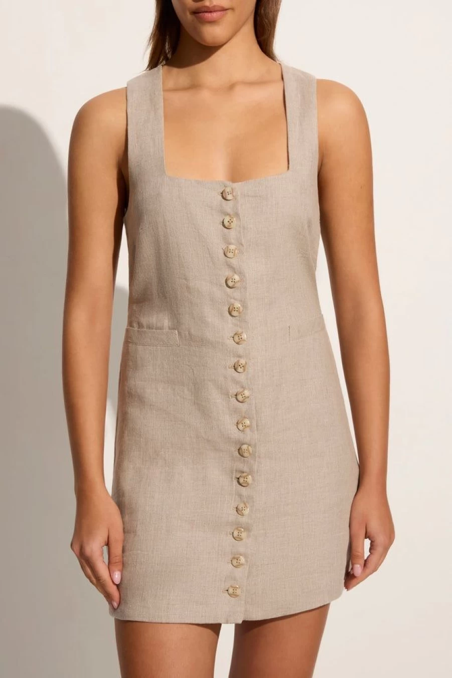 Faithfull The Brand Marinia Mini Dress in Natural - Women's Boho Chic Summer Dress