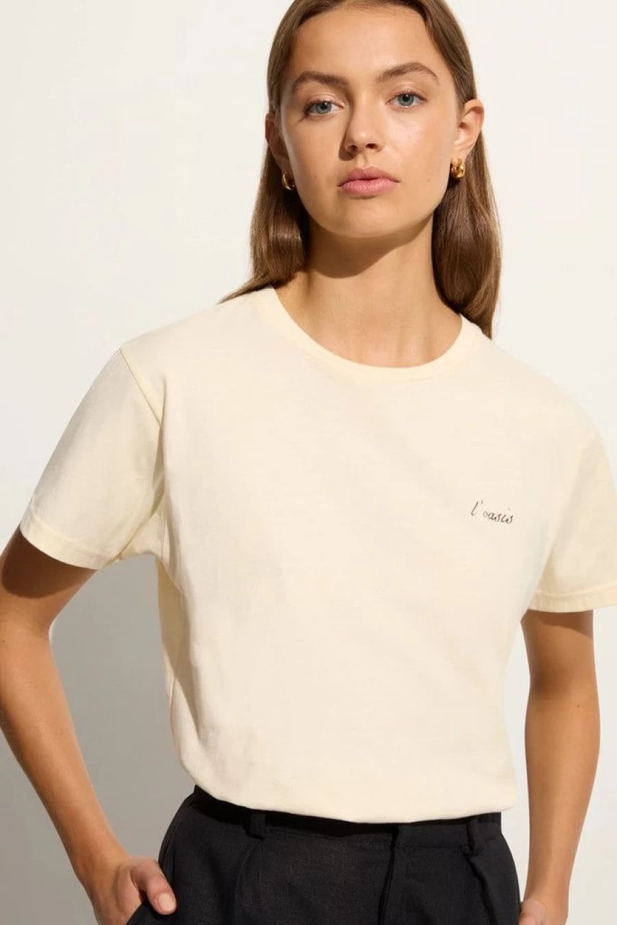 Faithfull The Brand Vintage L'Oasis Souvenir T-Shirt in Cream - Exclusive Design