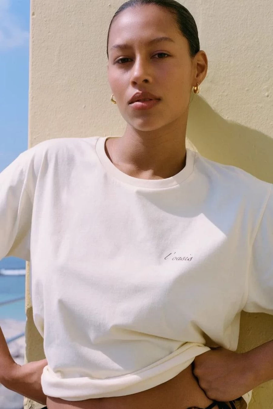 Faithfull The Brand Vintage L'Oasis Souvenir T-Shirt in Cream - Exclusive Design