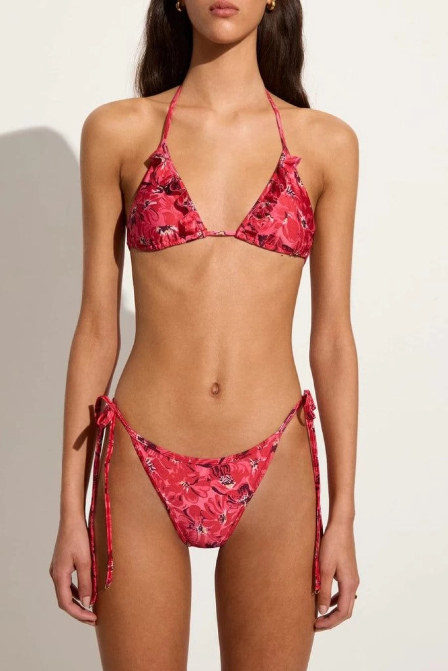 Faithfull The Brand Carmen Bikini Top - Floral Pink El Limon Design Women's Swimwear