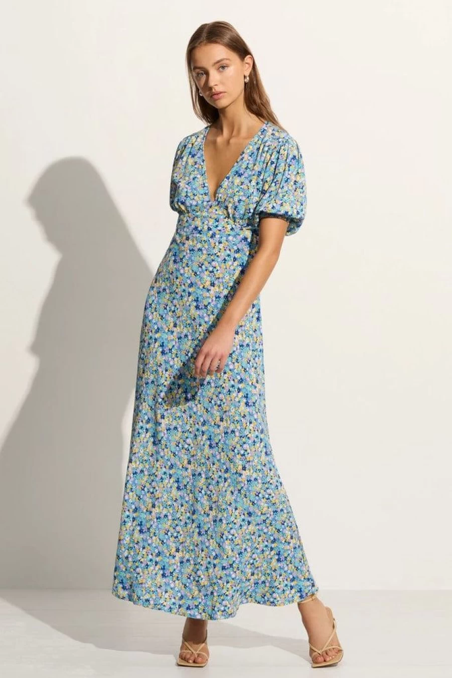 Faithfull The Brand Cala Floral Blue Midi Dress - Las Mayas Exclusive Summer Boho Chic Women's Dress