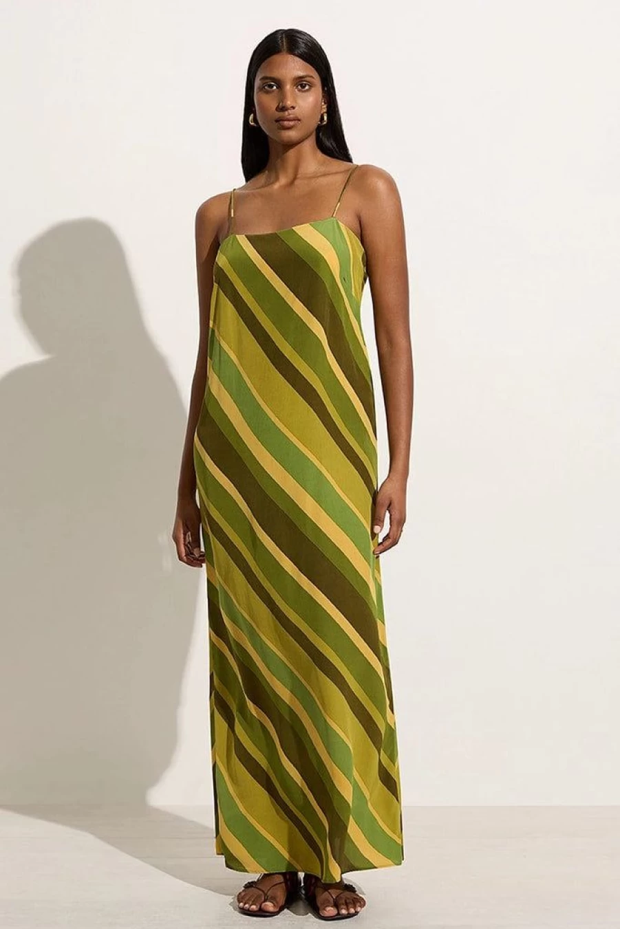 Faithfull The Brand Muni Maxi Dress - Cisco Stripe Palm Print Summer Beach Dress