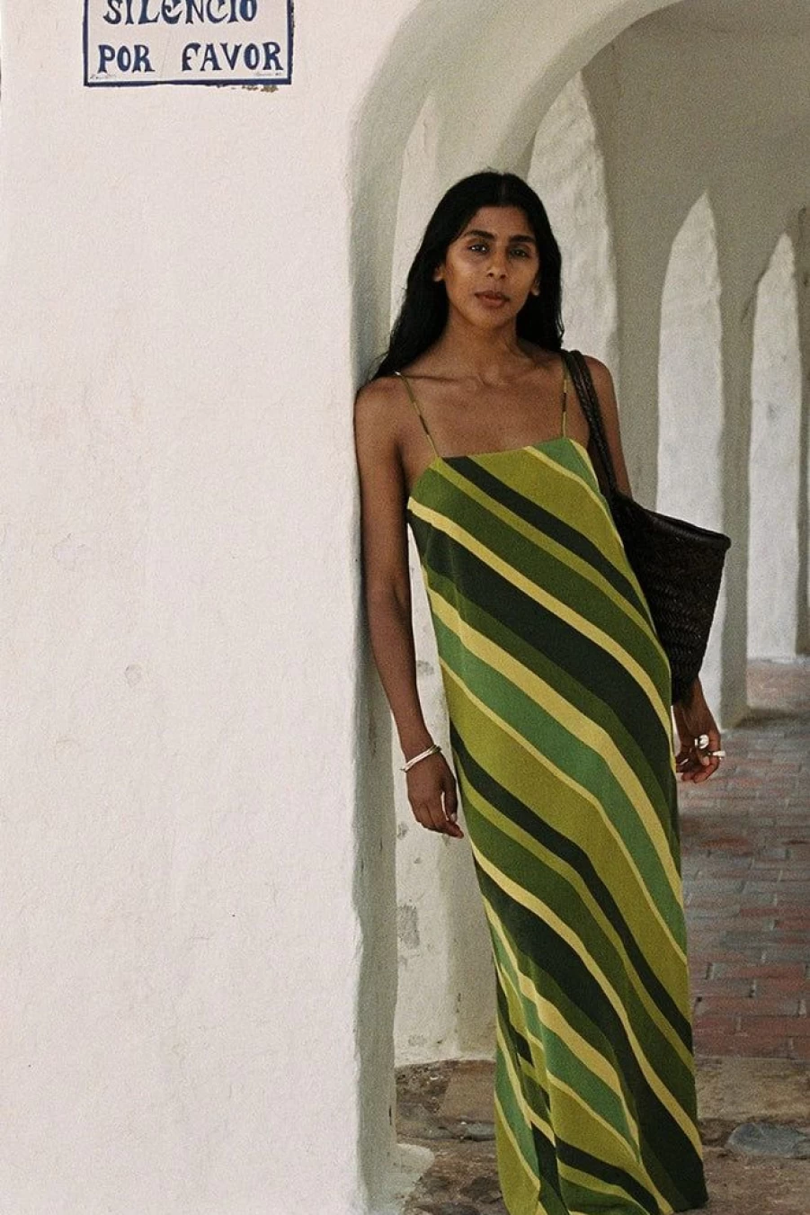 Faithfull The Brand Muni Maxi Dress - Cisco Stripe Palm Print Summer Beach Dress