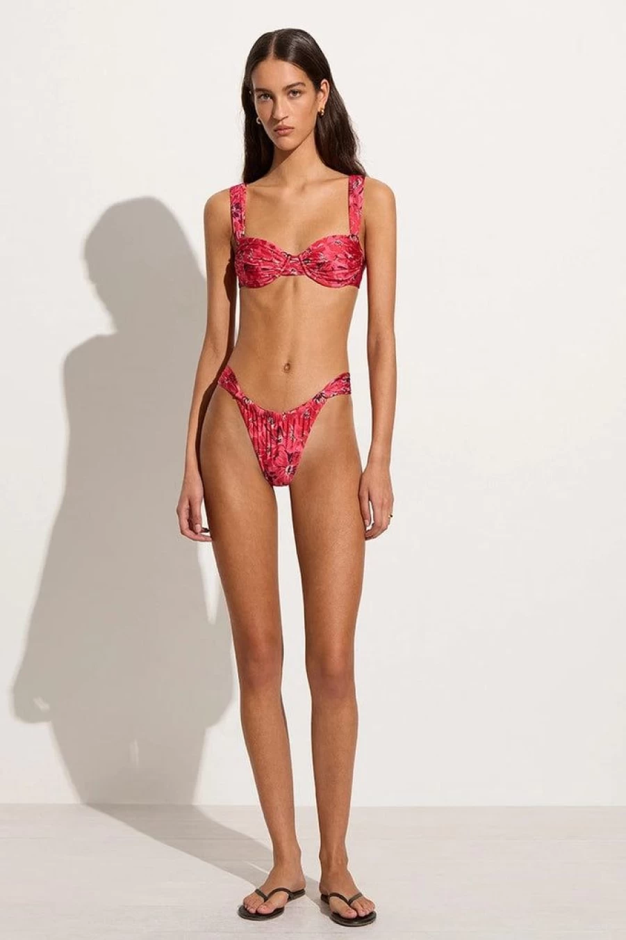 Faithfull The Brand Floral Pink High-Waisted Bikini Bottoms - El Limon Tropical Print Swimwear