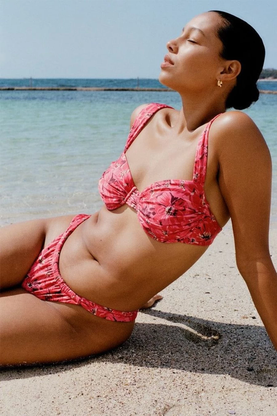 Faithfull The Brand Floral Pink High-Waisted Bikini Bottoms - El Limon Tropical Print Swimwear