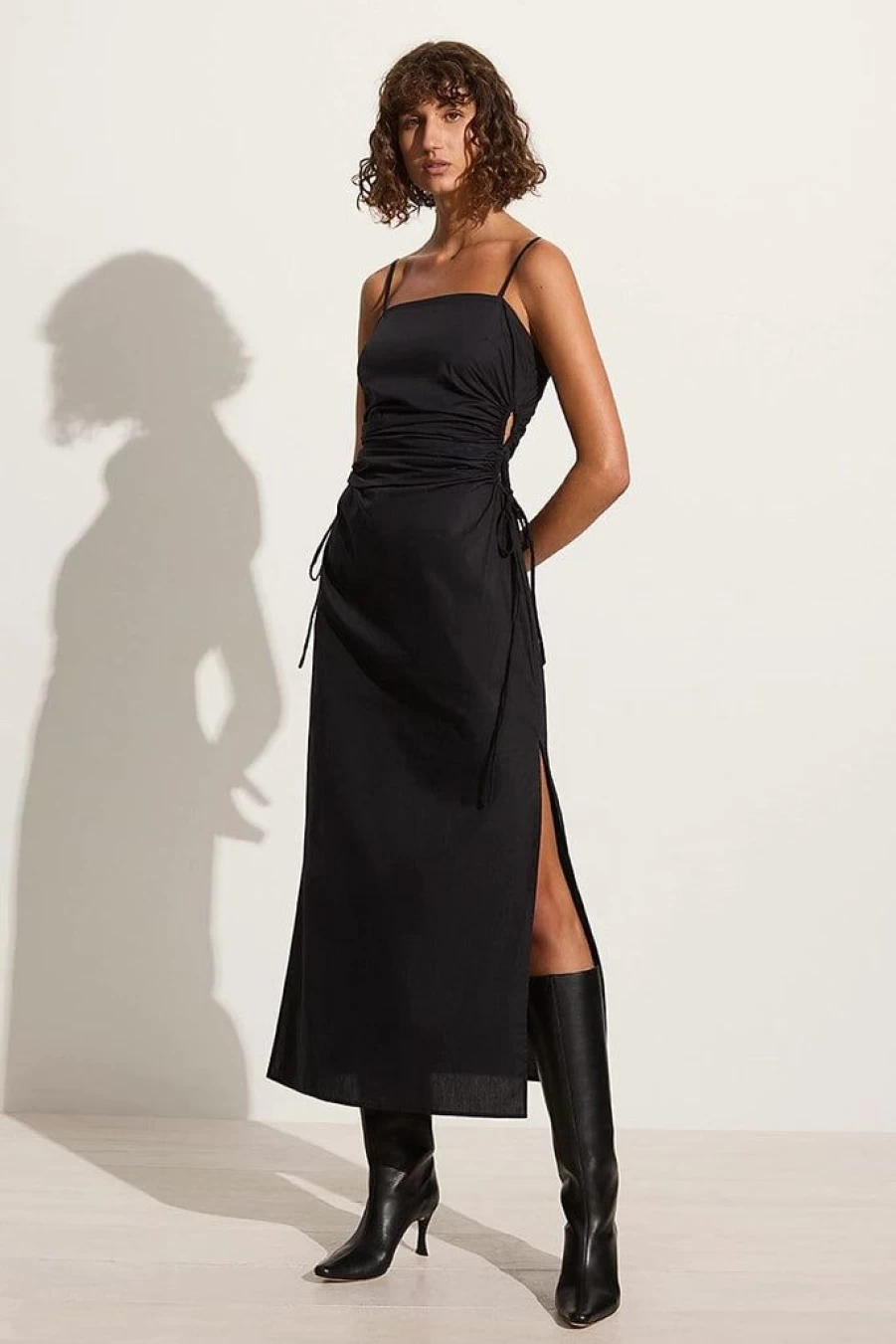 Faithfull The Brand Beatriz Black Midi Dress - Women's Elegant Vintage Floral Summer Dress