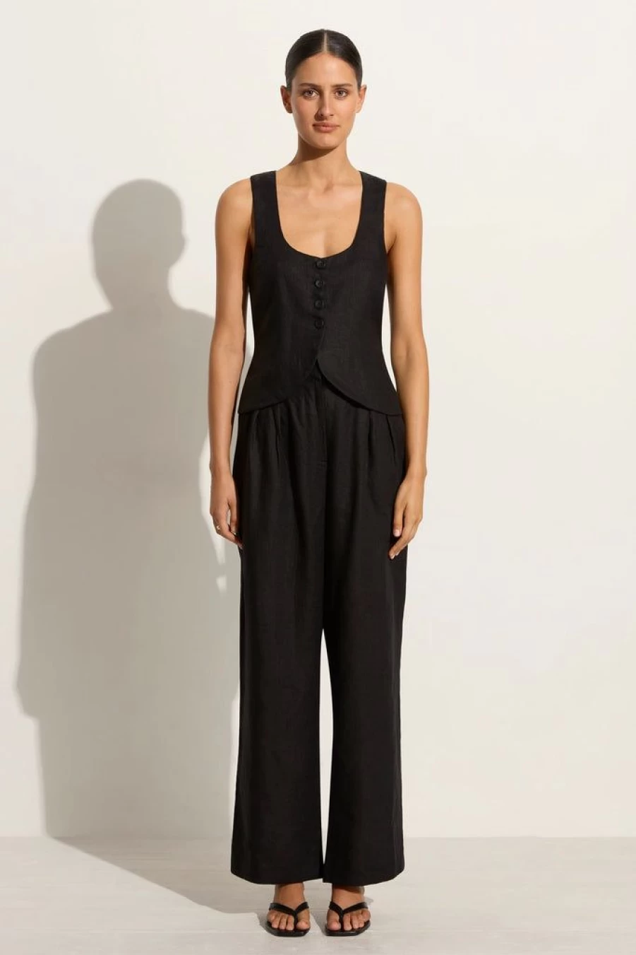 Faithfull The Brand Duomo High-Waisted Wide-Leg Pant in Black