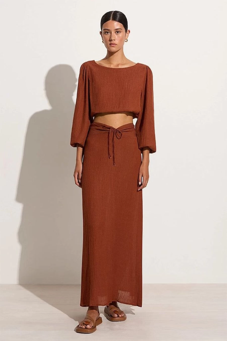 Faithfull The Brand Leonardo Skirt in Cinnamon Brown - Final Sale & Exclusive Offer