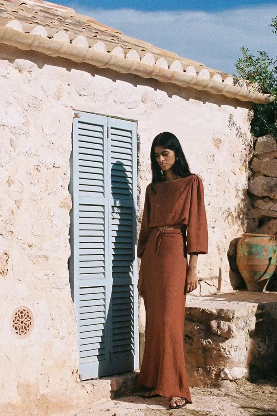 Faithfull The Brand Leonardo Skirt in Cinnamon Brown - Final Sale & Exclusive Offer