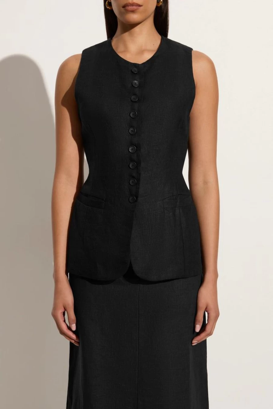 Faithfull The Brand Domenico Black Vest for Women - Stylish Casual Wear