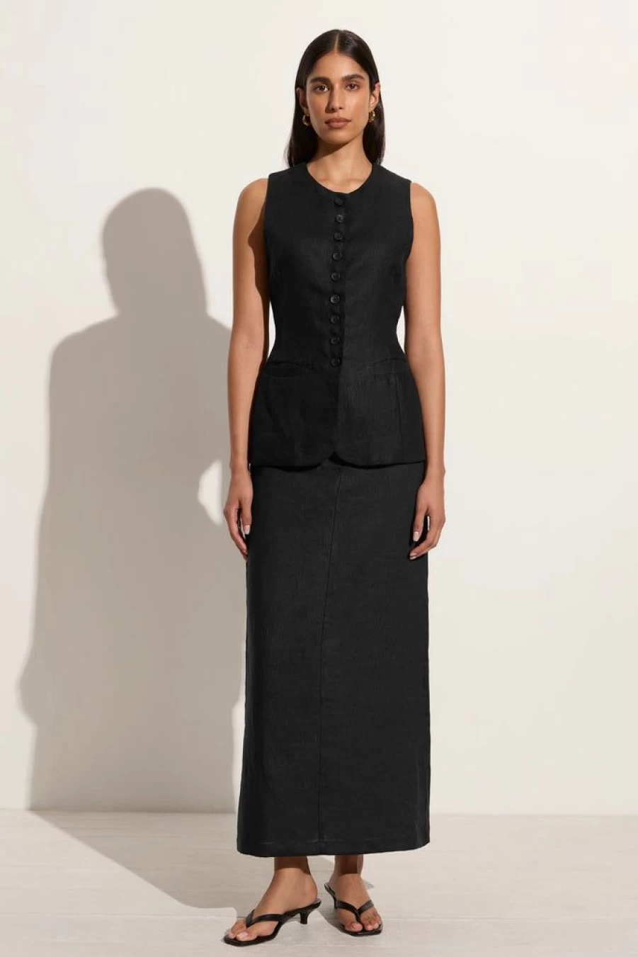 Faithfull The Brand Domenico Black Vest for Women - Stylish Casual Wear