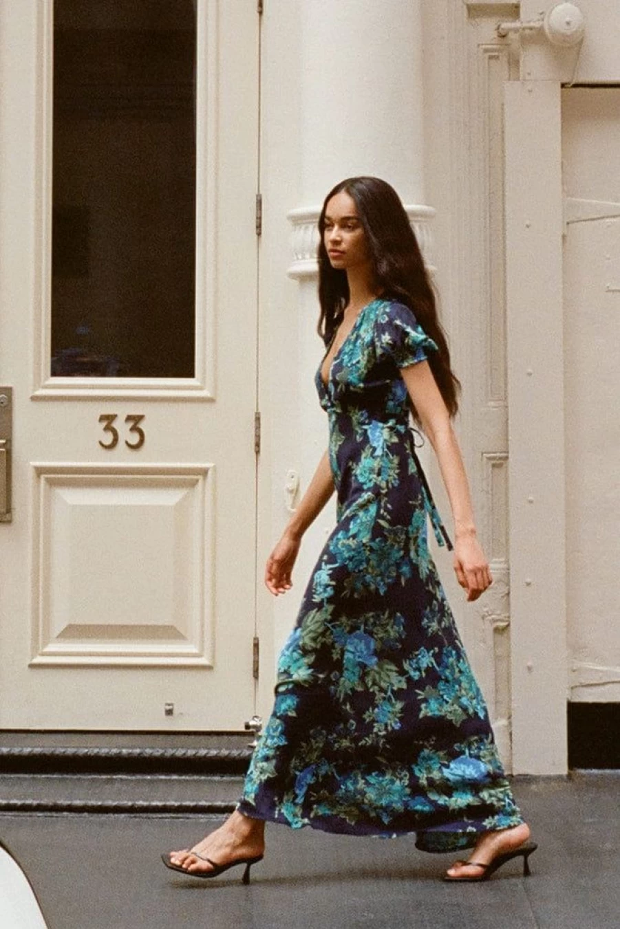 Faithfull The Brand Floral Print Navy Blue Maxi Dress - Reis Escala Summer Beach Dress