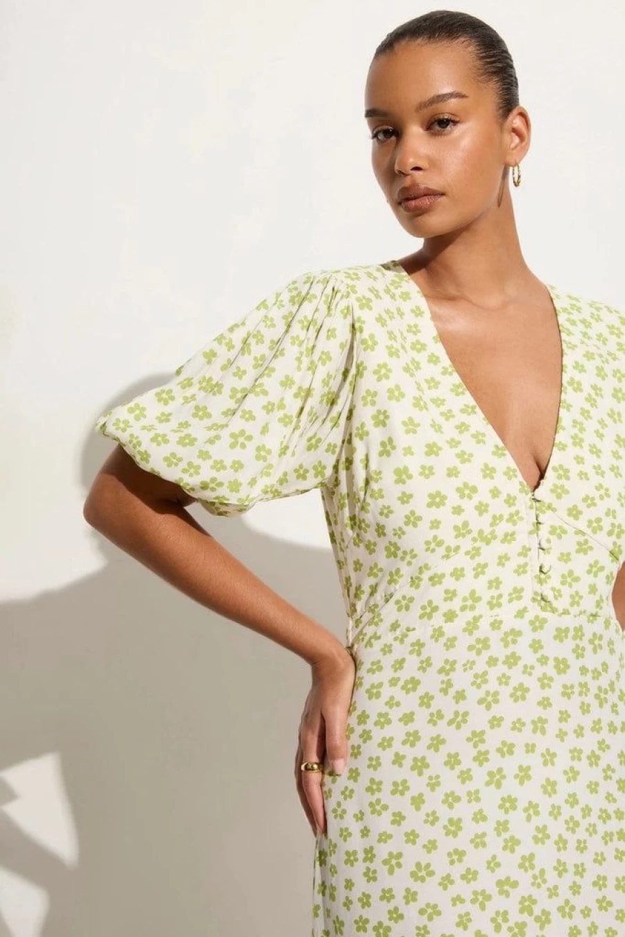 Faithfull The Brand Maxi Dress Floral Print Green - Rubinetti Gita Style Final Sale