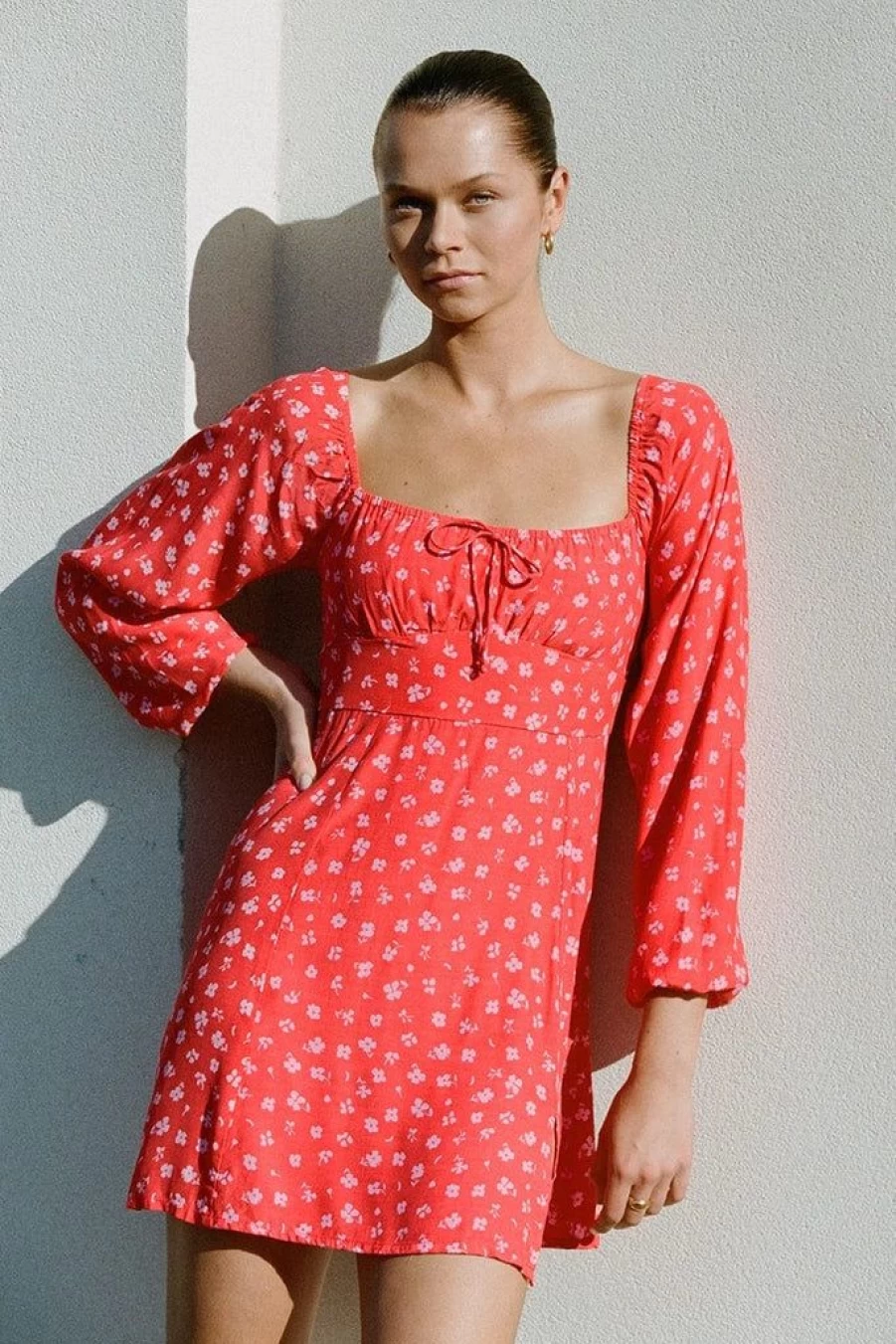 Faithfull The Brand Ballari Mini Dress - Sunset Floral Print, Women's Summer Dress, Final Sale